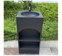 ZTGL Meuble sous Lavabo, Lavabo Colonne pour Salle de Bain, Vasque sur Pied Lave Main Gain de Place, Meuble sous-Vasque Style Industriel, Armoire de Salle de Bains sous Lavabo E,Without Mirror