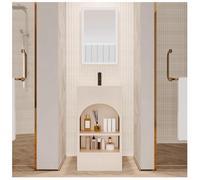 ZTGL Meuble sous Lavabo, Lavabo Colonne pour Salle de Bain, Vasque sur Pied Lave Main Gain de Place, Meuble sous-Vasque Style Industriel, Armoire de Salle de Bains sous Lavabo A, with Mirror