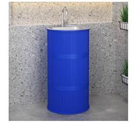 ZTGL Meuble sous Vasque avec Lavabo en Acier Inoxydable, Lavabo Colonne Cylindrique sur Pied de Style Industriel, Meuble Lavabo Vasque sur Pied pour Salle de Bains et WC invités C,Without Storage