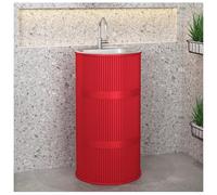 ZTGL Meuble sous Vasque avec Lavabo en Acier Inoxydable, Lavabo Colonne Cylindrique sur Pied de Style Industriel, Meuble Lavabo Vasque sur Pied pour Salle de Bains et WC invités A,Without Storage
