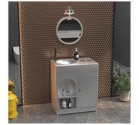 ZTGL Meuble Vasque de Salle de Bain Indépendant avec Cuvette, Design épuré Style Industriel, Lave Mains Lavabo Colonne sur Pieden Fer Forgé, Facile à Nettoyer pour Espaces Publics A,with Mirror