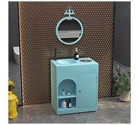 ZTGL Meuble Vasque de Salle de Bain Indépendant avec Cuvette, Design épuré Style Industriel, Lave Mains Lavabo Colonne sur Pieden Fer Forgé, Facile à Nettoyer pour Espaces Publics F,with Mirror