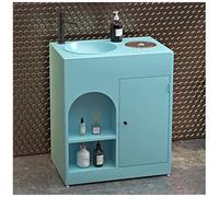 ZTGL Meuble Vasque de Salle de Bain Indépendant avec Cuvette, Design épuré Style Industriel, Lave Mains Lavabo Colonne sur Pieden Fer Forgé, Facile à Nettoyer pour Espaces Publics F, Without Mirror