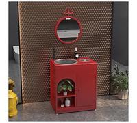 ZTGL Meuble Vasque de Salle de Bain Indépendant avec Cuvette, Design épuré Style Industriel, Lave Mains Lavabo Colonne sur Pieden Fer Forgé, Facile à Nettoyer pour Espaces Publics C1,with Mirror