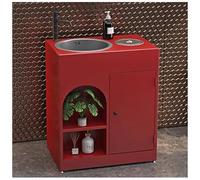 ZTGL Meuble Vasque de Salle de Bain Indépendant avec Cuvette, Design épuré Style Industriel, Lave Mains Lavabo Colonne sur Pieden Fer Forgé, Facile à Nettoyer pour Espaces Publics C1, Without Mirror