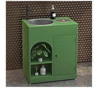 ZTGL Meuble Vasque de Salle de Bain Indépendant avec Cuvette, Design épuré Style Industriel, Lave Mains Lavabo Colonne sur Pieden Fer Forgé, Facile à Nettoyer pour Espaces Publics E1, Without Mirror