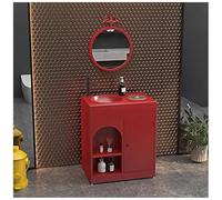 ZTGL Meuble Vasque de Salle de Bain Indépendant avec Cuvette, Design épuré Style Industriel, Lave Mains Lavabo Colonne sur Pieden Fer Forgé, Facile à Nettoyer pour Espaces Publics C,with Mirror