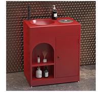 ZTGL Meuble Vasque de Salle de Bain Indépendant avec Cuvette, Design épuré Style Industriel, Lave Mains Lavabo Colonne sur Pieden Fer Forgé, Facile à Nettoyer pour Espaces Publics C, Without Mirror