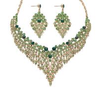 Zthread Collier plastron côtelé en strass et boucles d'oreilles en perles pour femme Accessoires de mode Ensembles de bijoux, Acrylique, Alliage.