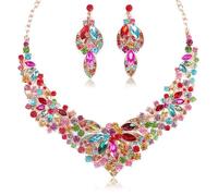 Zthread Ensemble collier plastron et boucles d'oreilles en strass en cristal, collier épais, accessoires de bijoux tendance pour femme, Acrylique, Acrylique.