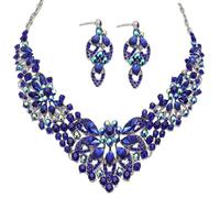 Zthread Ensemble collier plastron et boucles d'oreilles en strass en cristal, collier épais, accessoires de bijoux tendance pour femme, Acrylique, Acrylique.