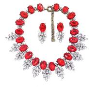 Zthread Lux Parure collier ras du cou en cristal avec feuille et boucles d'oreilles pour femme, one size, Cristal, Cristal