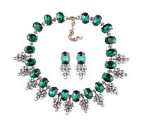 Zthread Lux Parure collier ras du cou en cristal avec feuille et boucles d'oreilles pour femme, one size, Cristal, Cristal