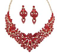 Zthread Parure de bijoux pour femme avec collier plastron en strass et boucles d'oreilles pendantes pour fête de mariage, Acrylique, acrylique