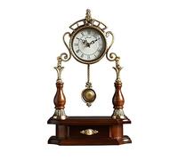 ZTHYSHOZ Horloges de cheminée Horloge de cuivre de Luxe européenne lumière Horloge de Base en Bois créative décoration de la Maison Horloge de cheminée Horloge de Tablette de Cheminée Décor(Color:B)