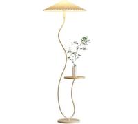 ZTHYSHOZ Lampadaire Étagère intégrée, Abat-Jour plissé, lampadaire, canapé de Salon, à côté d'une Table Basse d'angle, Lampes Chambre