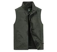 ZTJ-Lighting Gilet en Plein air, 100% Coton de Grande Taille Hommes Veste Multi Pocket, Casual Top sans Manches pour la pêche Waistcoat Camping Voyages Photo Randonnée Gilet,Vert,6XL