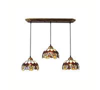ZTJ-Lighting Lustre de Style Tiffany, plafonnier de Salle à Manger à l'ombre de Verre teinté, Suspension Suspendue réglable Multicolore pour Chambre/Salon/café (Size : B)