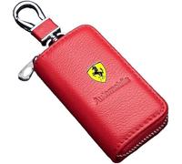ZTLQ Auto Housse Étui en Cuir pour Clé Coque pour Ferrari F8,Télécommande Coque de clé de Voiture Porte-clés de Voiture Portable Cas Étui Coque Clé de Protection Cover,Red