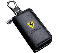 ZTLQ Auto Housse Étui en Cuir pour Clé Coque pour Ferrari,Télécommande Coque de clé de Voiture Porte-clés de Voiture Portable Cas Étui Coque Clé de Protection Cover,Black