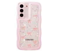 ZTOFERA Bouclé Vague Cadre Coque pour Samsung Galaxy S21 5G, Paillettes Étincelle Star Arc Étui pour téléphone Doux TPU Résistant aux Chocs Protecteur Pare-Chocs Couverture