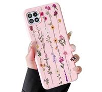 ZTOFERA Coque Fleurs Compatible avec Samsung Galaxy A22 5G pour Filles Femmes, Housse Étui en Silicone Flexible Souple avec Motif Fleurs Grimpante Antichoc Protection Cover pour Samsung A22 5G, Rose