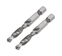 Ztolbriy 2 Pezzi Trapano Combinato e Punta per Rubinetto, Punta Maschiatrice M6 x 1, Maschio per Filettare 1/4" Gambo Esagonale in Acciaio ad Alta Velocità
