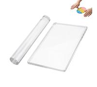 Ztolbriy Rouleau d'Argile Autodurcissante avec Plaque Rectangulaire, Outil de Roulement pour le Modelage et le Façonnage, Revêtement Antiadhésif, Facile à Nettoyer