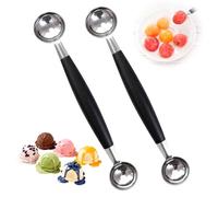 Ztolbriy Set de 2 Cuillères Parisiennes - Double Face Ø 25/30mm | Pour Billes de Melon & Fruits | Inox Qualité Professionnelle