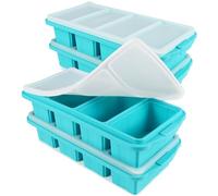 Ztomine Plateau de congélation en silicone avec couvercle - Moules alimentaires en silicone - Grand bac à glaçons - Lot de 4 récipients de congélation en silicone pour congeler et conserver la soupe,