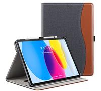 ZtotopCases Coque pour iPad 10ème Génération, Modèle 2022 10,9 Pouces, Housse en Cuir Premium avec Réveil/Sommeil Automatique, Étui avec Support Intelligent Multi-Angle, Denim Noir
