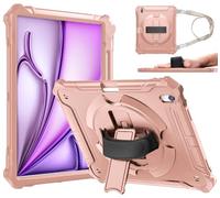 Ztotopcases Coque pour iPad Air 13 2024, iPad Air 13 Pouces, Coque de Protection intégrale Antichoc avec Porte-Crayon, dragonne de Transport, dragonne rotative à 360° et Support, Pink