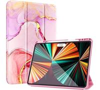 ZtotopCases Coque pour iPad Pro 12.9 5e/6e génération 2021/2022 avec Porte-Crayon, Coque arrière en TPU Souple, Robuste et résistante aux Chocs avec Mise en Veille/réveil Automatique, Rose marbré