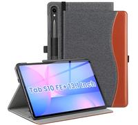 ZtotopCases Coque pour Samsung Galaxy Tab S10 FE Plus 13.1 Pouces (SM-X620/SM-X626B) - Housse de Protection en Cuir Premium avec Support Réglable, Porte Stylet & Veille/Réveil Auto, Noir Jean