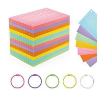 Ztowoto 300 Feuilles Fiche Bristol, 3.3 * 4.9 Pouces Doublé Flash Cards Comprend 6 Anneaux En Plastique, Premium Fiches Bristol Flashcards Parfait Pour L’éCole, Le Bureau Et La Maison (6 Couleurs)