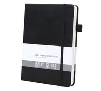 Ztowoto Agenda journalier 2027 avec couverture en cuir - Format A5 - 14,5 x 21,6 cm - Avec boucle pour stylo - Reliure élastique - 365 pages - Pour l'école, le bureau et la maison - Noir
