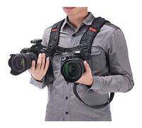 Ztowoto Sangle d'attache double caméra réglable à dégagement rapide avec attache de sécurité et chiffon de nettoyage d'objectif pour appareil photo reflex numérique (Ztowoto-2)
