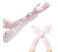ztowoto Satin Gants Long Noir Femme - Femmes Evening Gloves Trou De Pouce, Extensible Gants De SoiréE Style Des AnnéEs 1920, Gant Satin Pour L’OpéRa SoiréE Danse(58cm/23in) (1, Rose, Taille Moyenne)