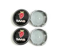 ztpato 4 Pièces Cache-moyeux,pour Saab 9 3 9 5 9-3 9-5 Saab Emblem Badge 63mm Auto Cache Moyeux Capuchons Centre ABS Jantes Enjoliveurs Décoration Voitures Accessoires,B-Black
