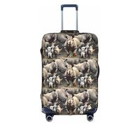 ZTPOWQA Angry Rhino Housse de bagage décorative avec fermeture éclair dissimulée Anti-rayures et anti-poussière, blanc, L