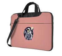 ZTPOWQA Astronaute On The Moon 1 Sac élégant pour ordinateur portable portable à bandoulière pour le bureau, les affaires, les trajets quotidiens, Noir , 15.6 inch