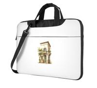 ZTPOWQA Bâtiment antique avec branche d'olivier romaine et imprimé grec, sac élégant pour ordinateur portable, sac à bandoulière unique pour bureau, affaires, trajets quotidiens, Noir , 14 inch