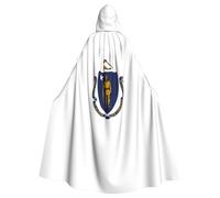 ZTPOWQA Cape à capuche avec imprimé drapeau de l'État du Massachusetts pour carnaval, sorcière, bal masqué, fête, festival, cosplay