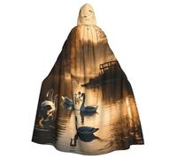 ZTPOWQA Cape à capuche imprimée canards sauvages volants pour carnaval, sorcière, bal masqué, fête, festival, cosplay