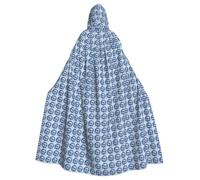 ZTPOWQA Cape à capuche imprimée papillons bleus 185 pour Halloween Cosplay | Jeu de rôle - Costumes de scène - Carnavals - Sorcière - Vampire - Fantôme effrayant