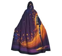 ZTPOWQA Cape à capuche unisexe avec microphone imprimé note de musique pour cosplay, carnaval, bal masqué, festivals, fêtes à thème