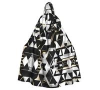 ZTPOWQA Cape à capuche unisexe tendance et moderne avec imprimé triangle noir blanc doré pour cosplay, carnaval, bal masqué, festivals, fêtes à thème