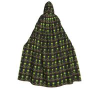 ZTPOWQA Cape de sorcière à capuche pour adulte Motif extraterrestre vert | Costume cape unisexe pour cosplay, magicien, festival, Renaissance