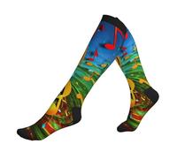 ZTPOWQA Chaussettes de course à pied de voyage imprimées notes de musique pour hommes et femmes chaussettes athlétiques pour athlètes et longs vols, 3 noir, Taille unique