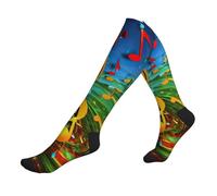 ZTPOWQA Chaussettes de course à pied de voyage imprimées notes de musique pour hommes et femmes chaussettes athlétiques pour athlètes et longs vols, 2 Noir-2, Taille unique